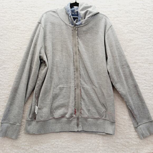 Hoodie Sz L Gray Flag Star Stripe Festival Americana Kangaroo Y2K Patriotic Red - Picture 10 of 16